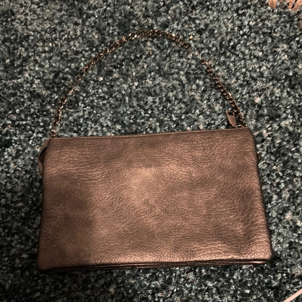Sophisticated Brown Leather Wristlet Clutch
